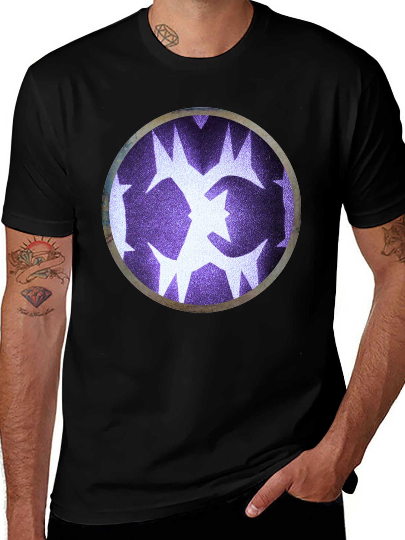 Abstract Circle Graphic Print Black T-Shirt