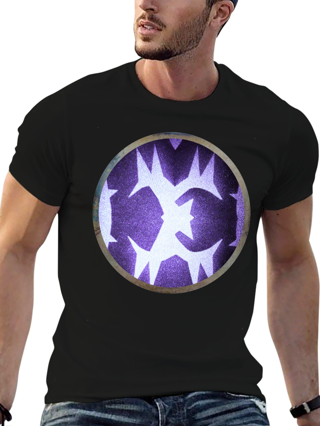 Abstract Circle Graphic Print Black T-Shirt