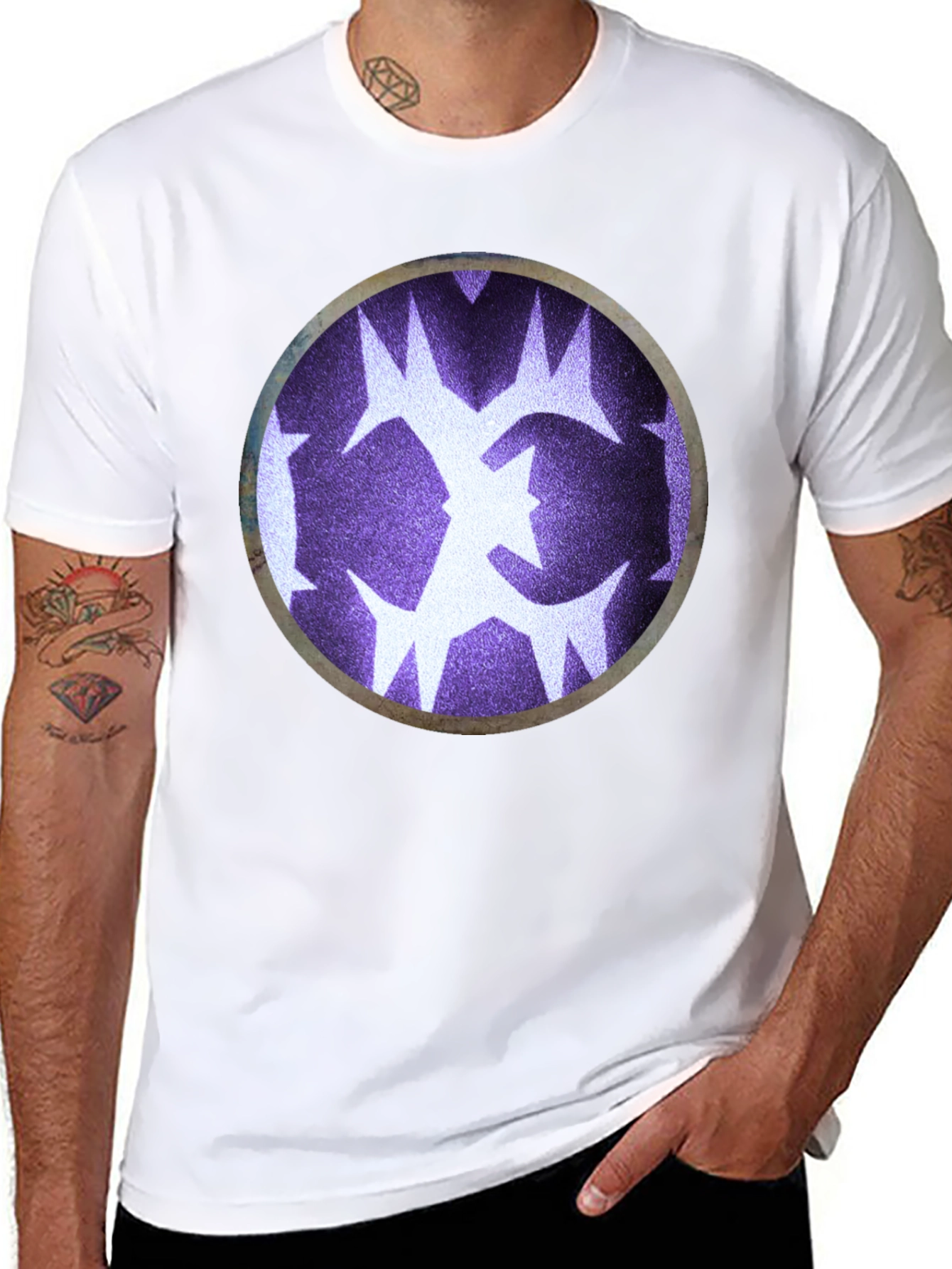 Abstract Circle Graphic Print Black T-Shirt