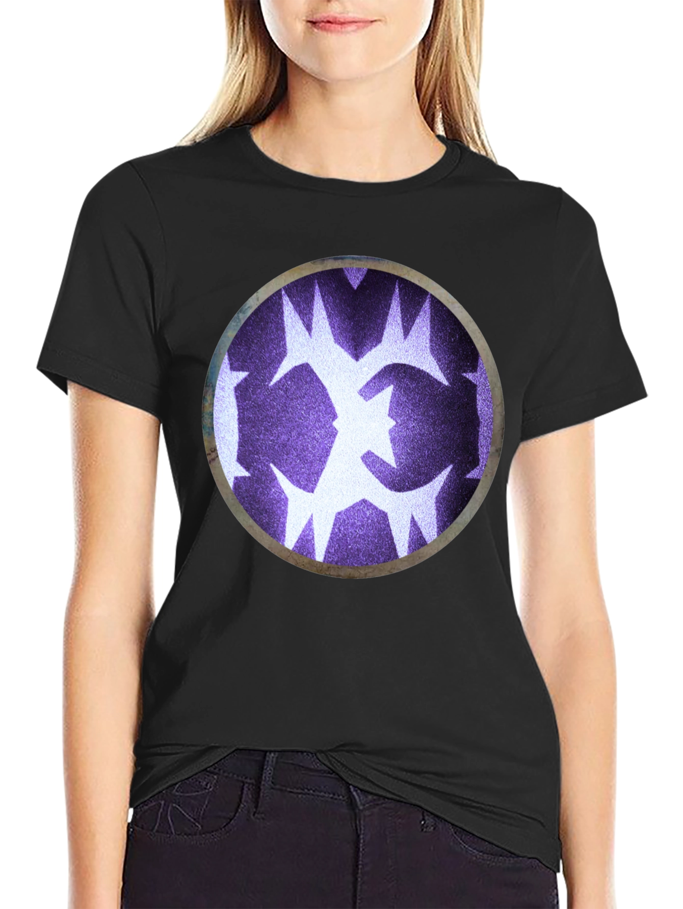 Abstract Circle Graphic Print Black T-Shirt