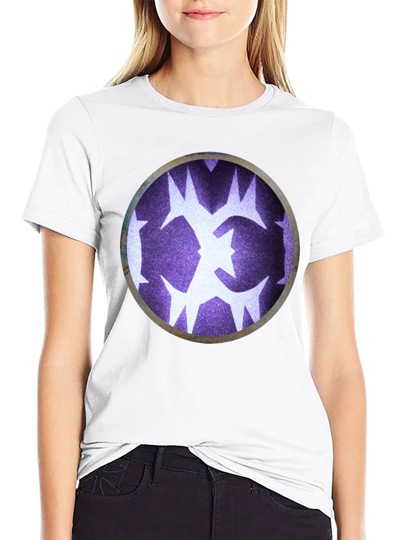 Abstract Circle Graphic Print Black T-Shirt