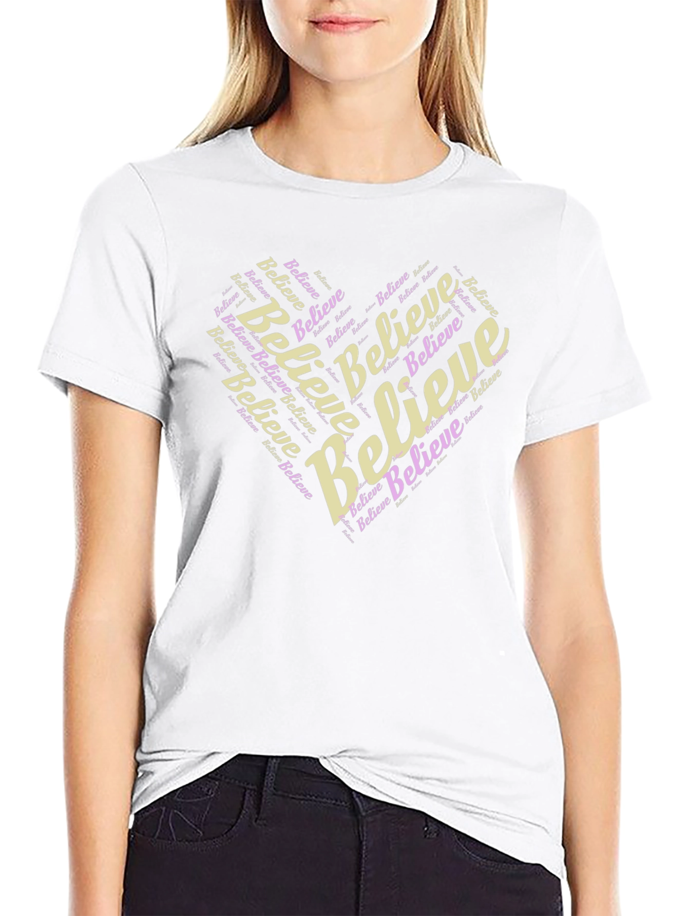 Believe Heart Graphic Black T-Shirt