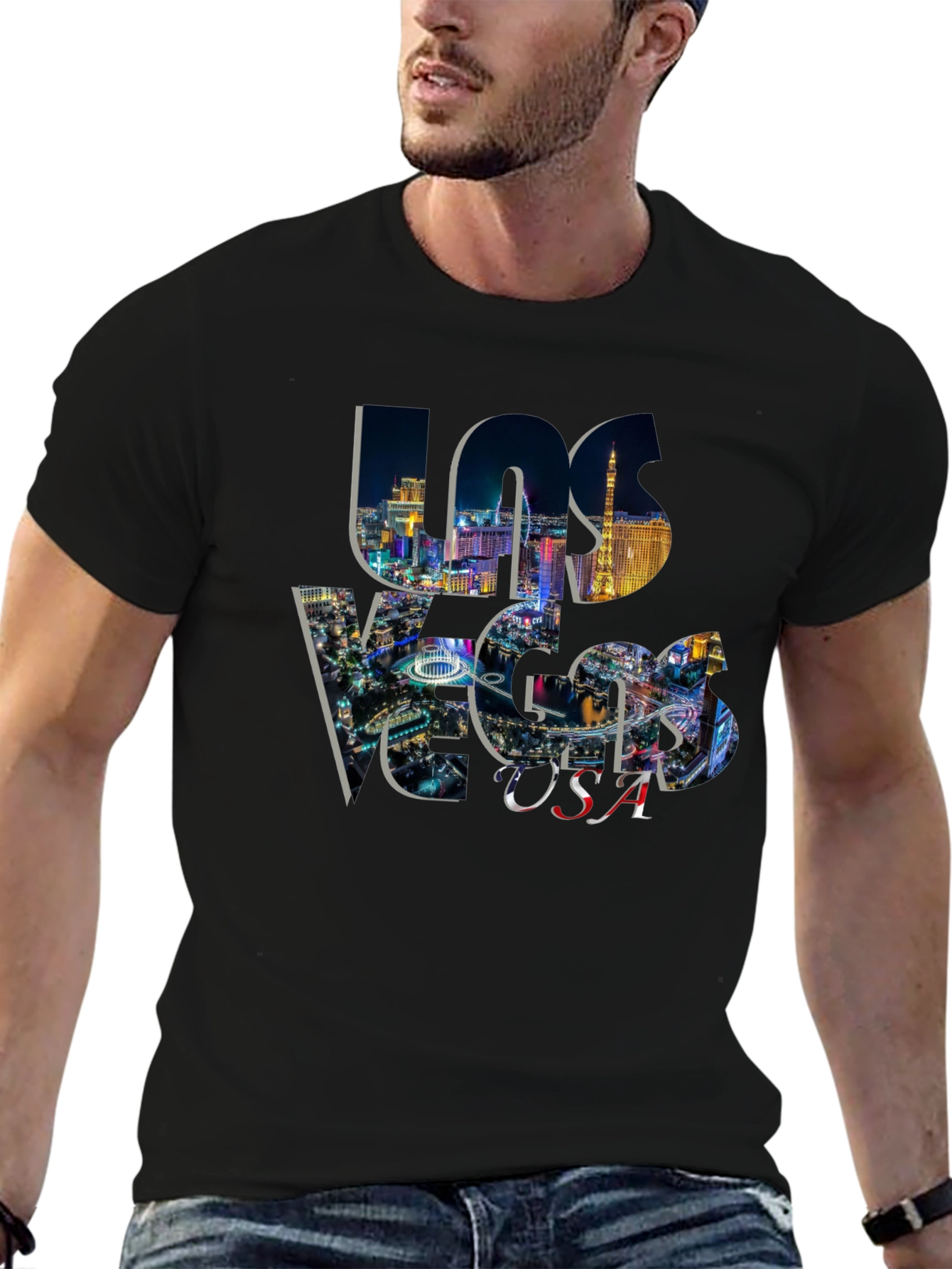 Las Vegas USA Graphic Black T-Shirt