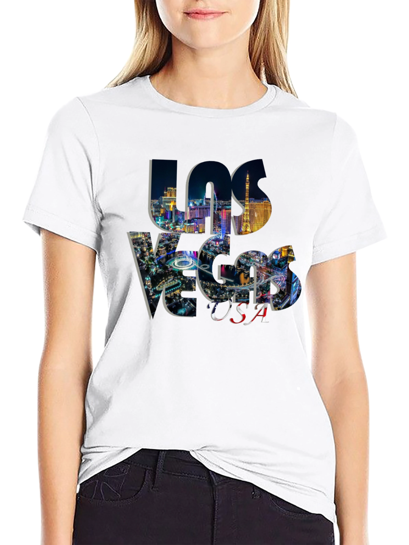 Las Vegas USA Graphic Black T-Shirt