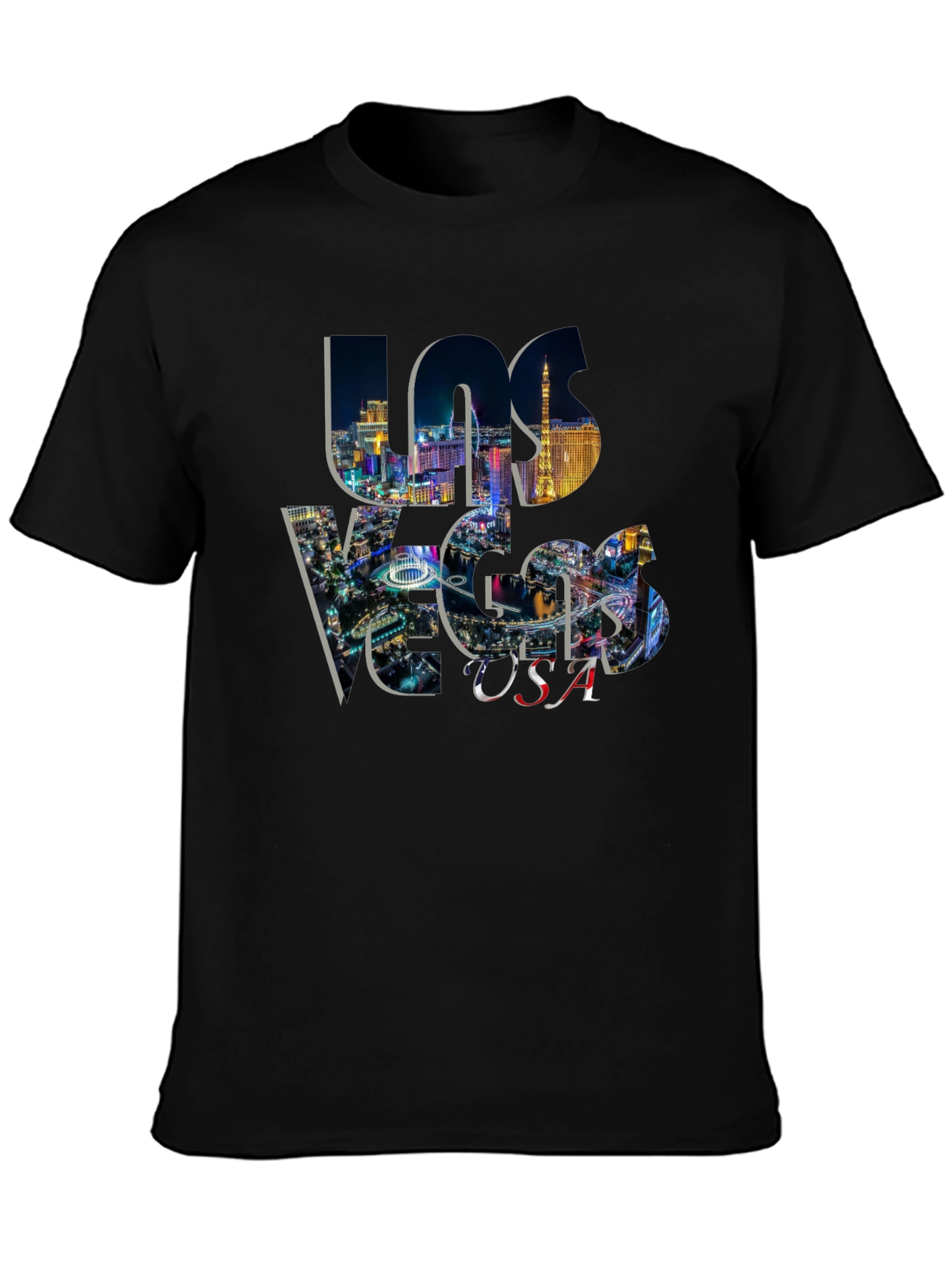 Las Vegas USA Graphic Black T-Shirt