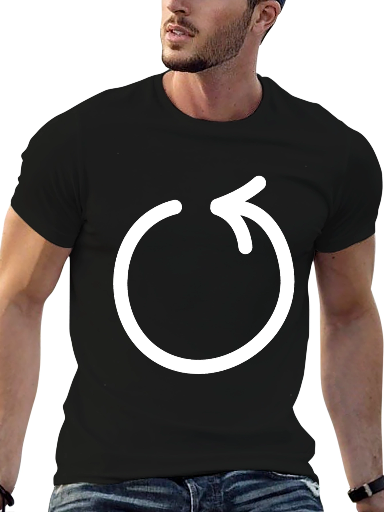 Circular Arrow Graphic Black T-Shirt