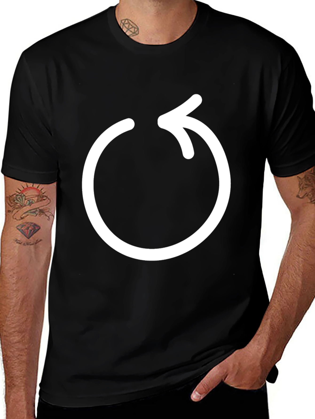Circular Arrow Graphic Black T-Shirt