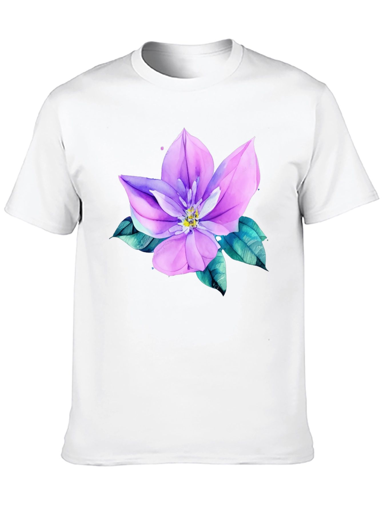 Floral Print Mens Black Tee