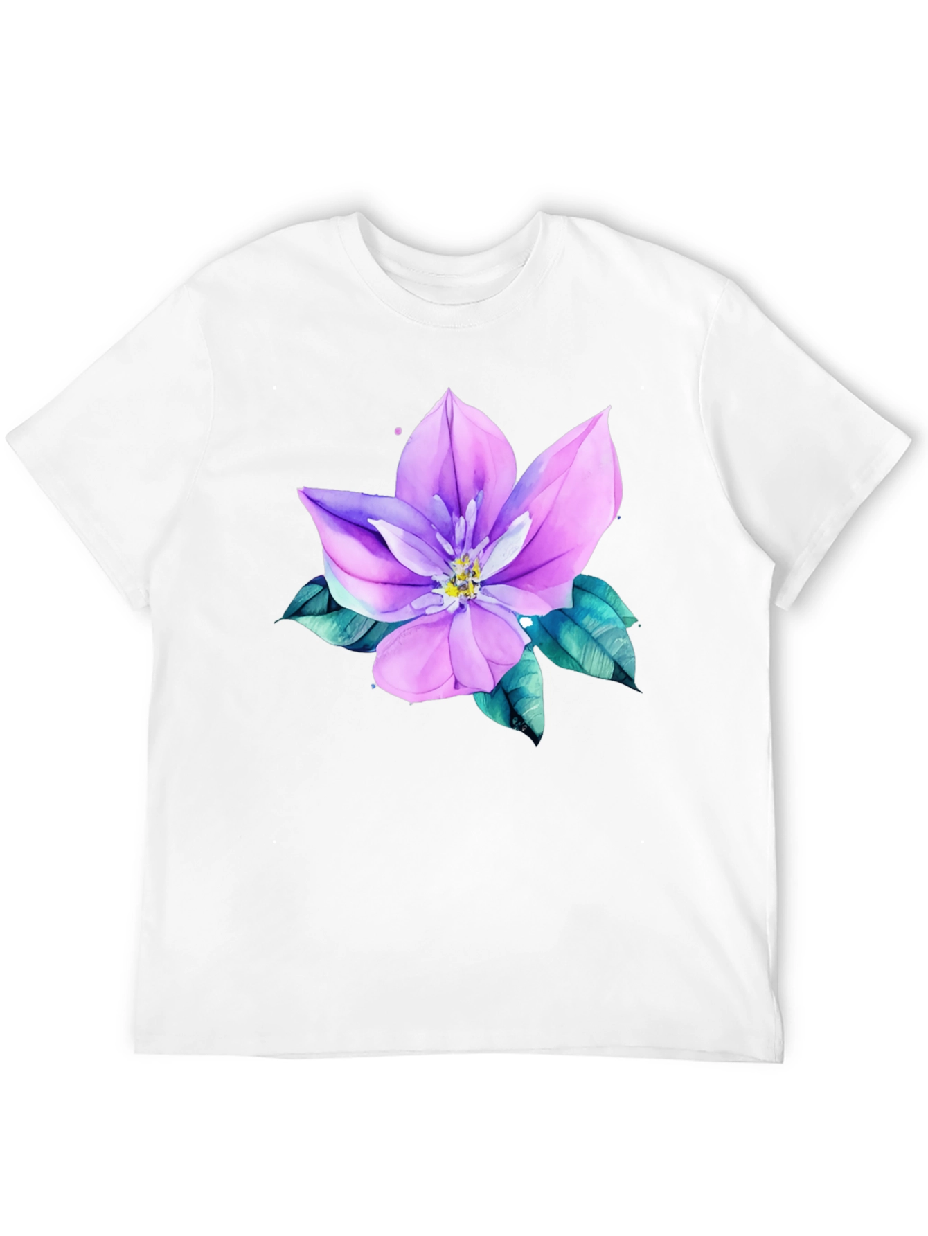 Floral Print Mens Black Tee