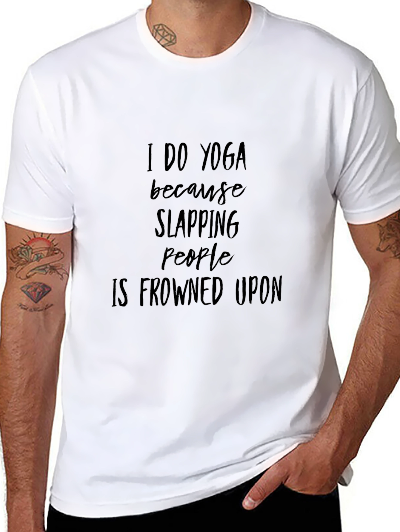 Yoga Humor Tee: Slapping People is Frowned Upon