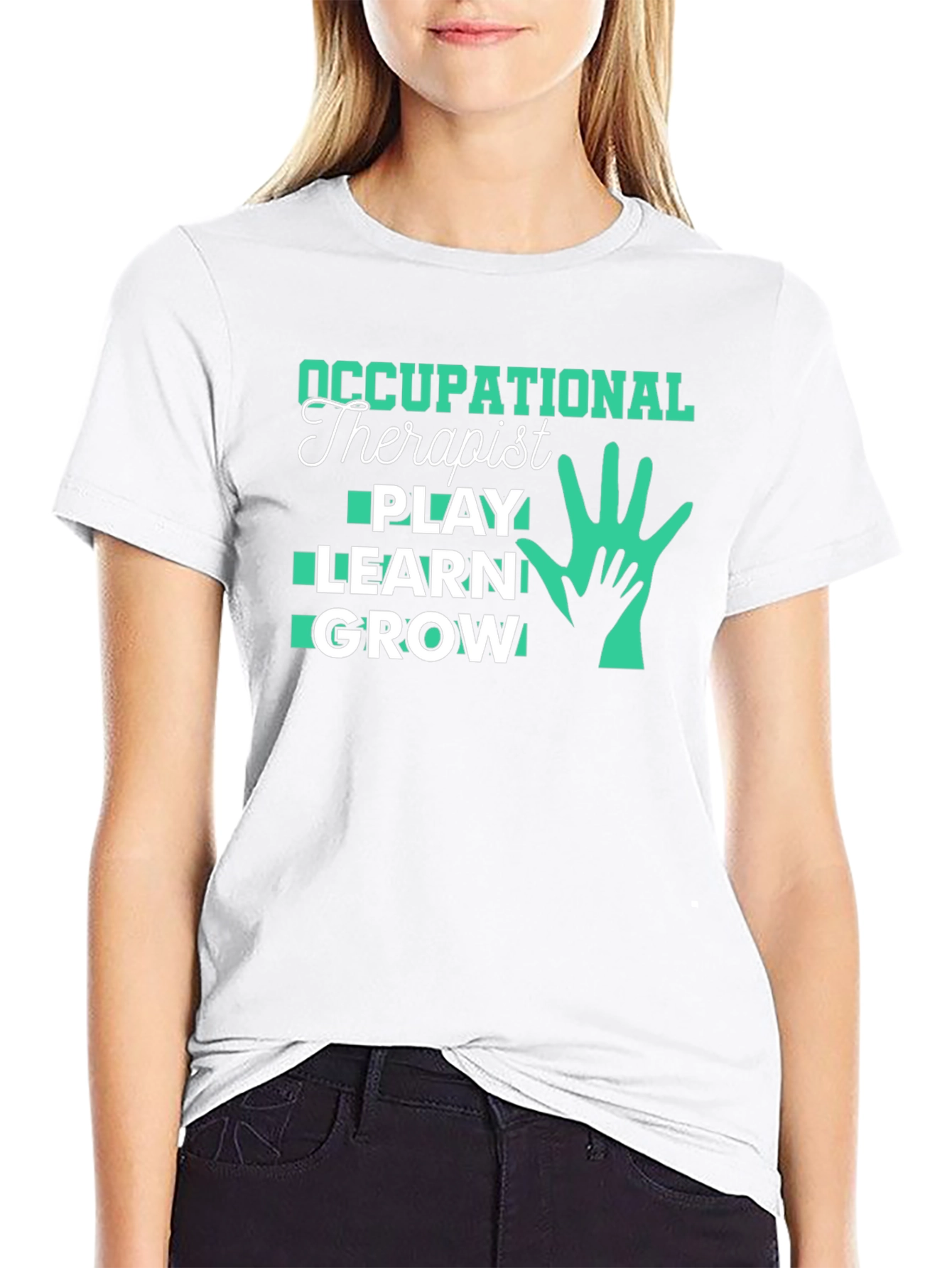 Occupational Therapist Play Learn Grow Black T-Shirt