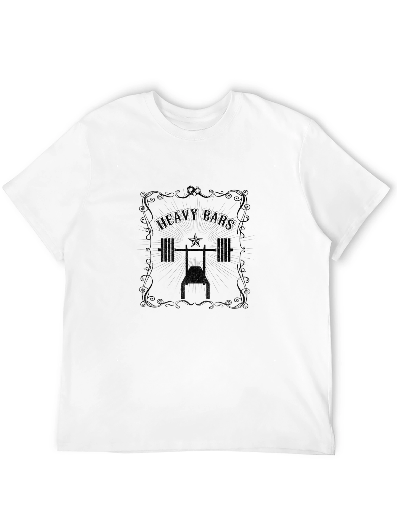 Heavy Bars Graphic Tee - Black Cotton Gym Shirt