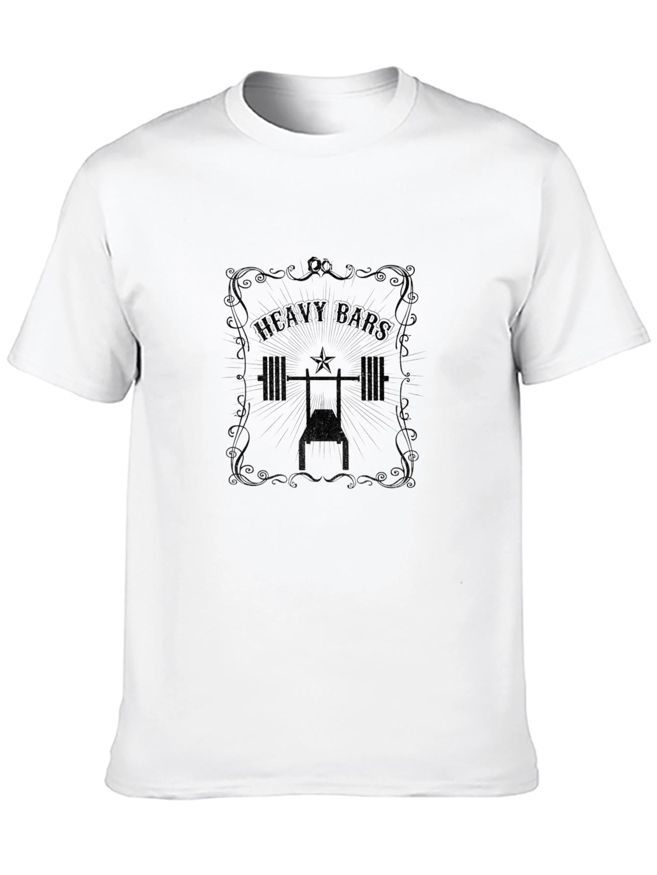 Heavy Bars Graphic Tee - Black Cotton Gym Shirt