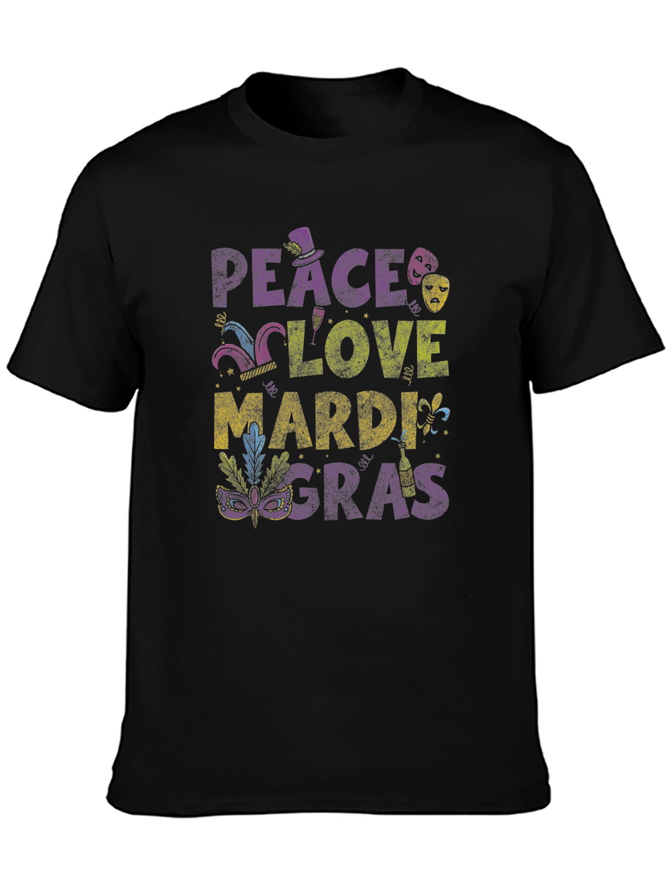 Peace Love Mardi Gras Graphic Tee