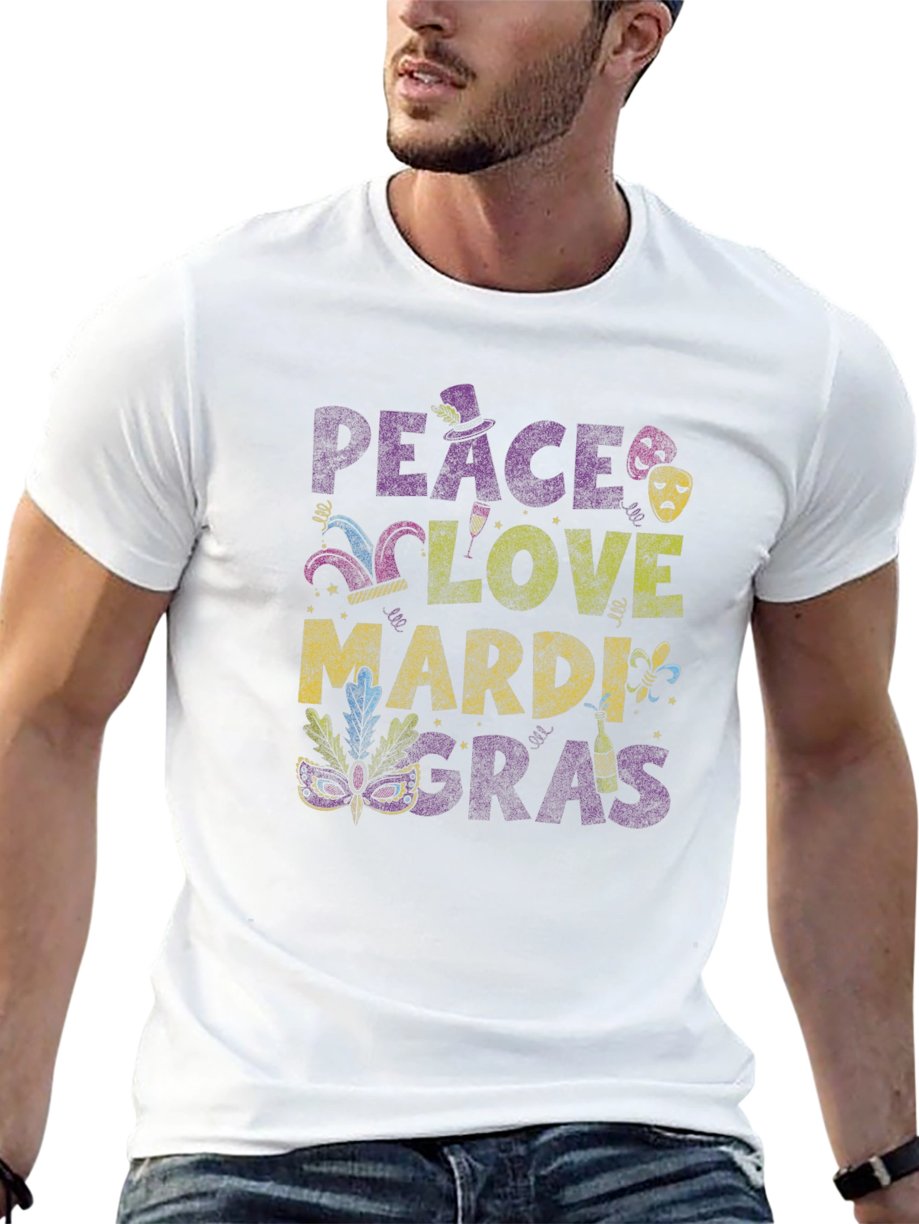 Peace Love Mardi Gras Graphic Tee
