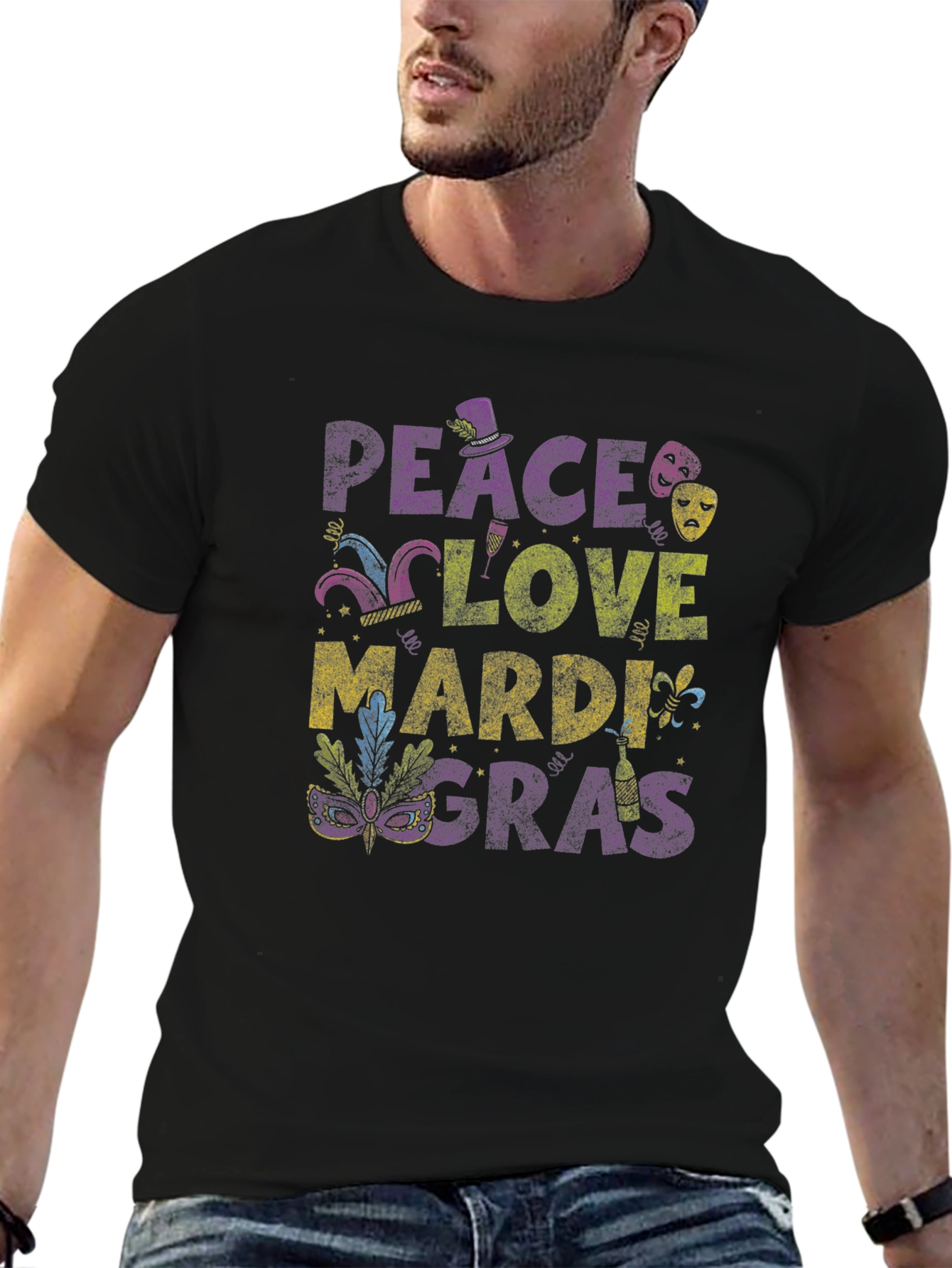 Peace Love Mardi Gras Graphic Tee
