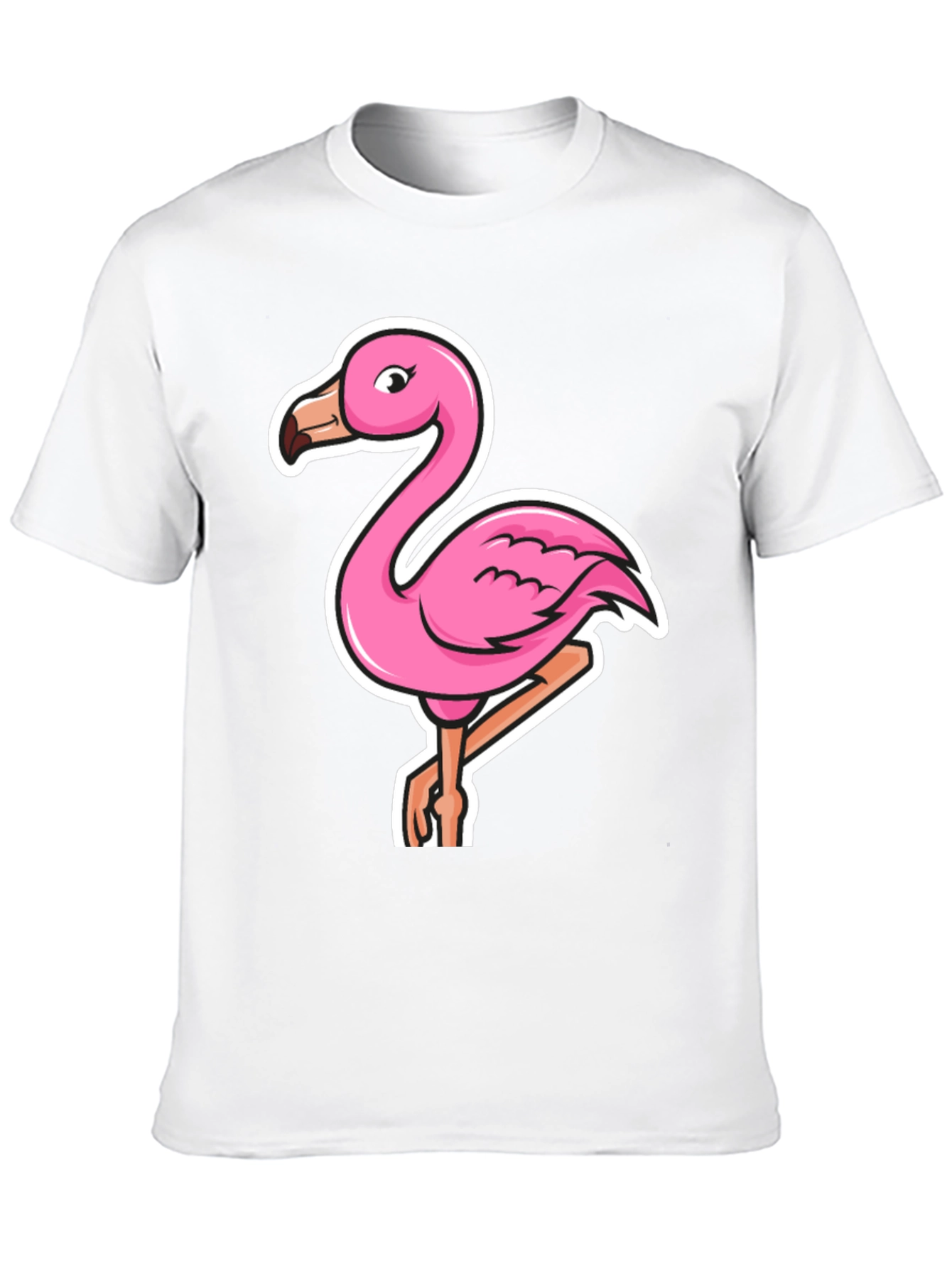 Pink Flamingo Graphic Tee - Casual Black T-Shirt