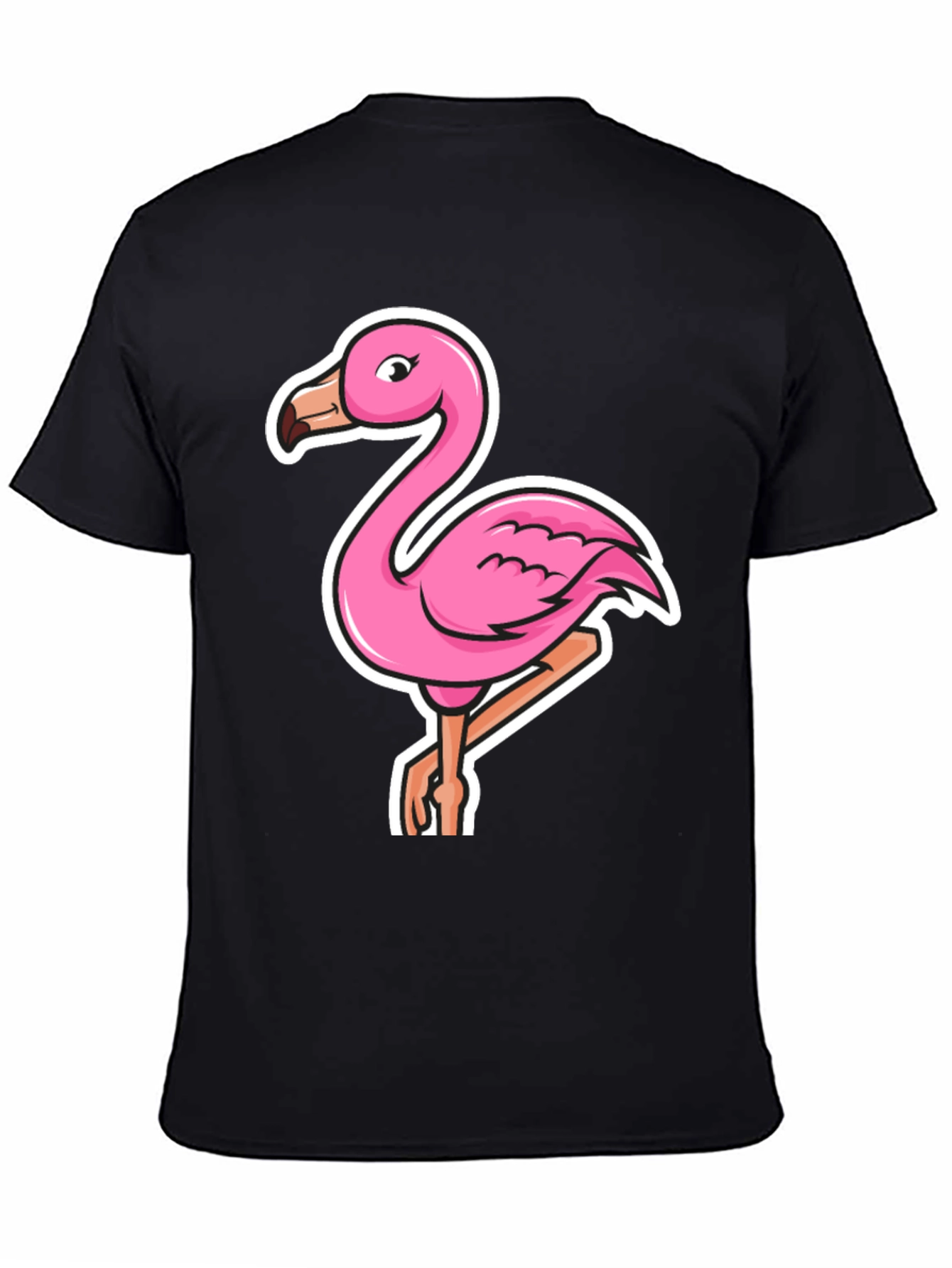 Pink Flamingo Graphic Tee - Casual Black T-Shirt