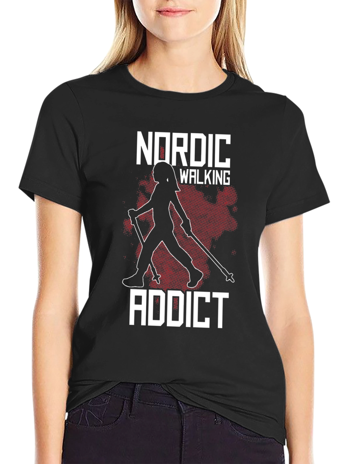 Nordic Walking Addict Black T-Shirt