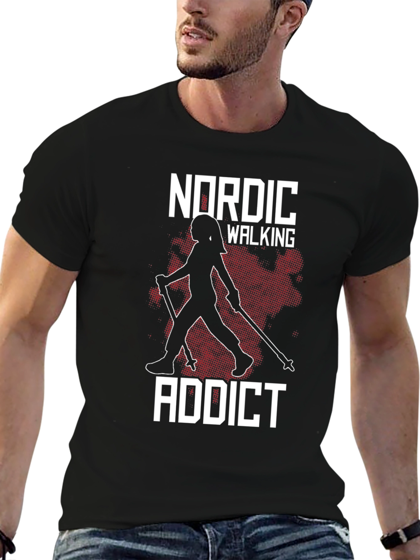 Nordic Walking Addict Black T-Shirt