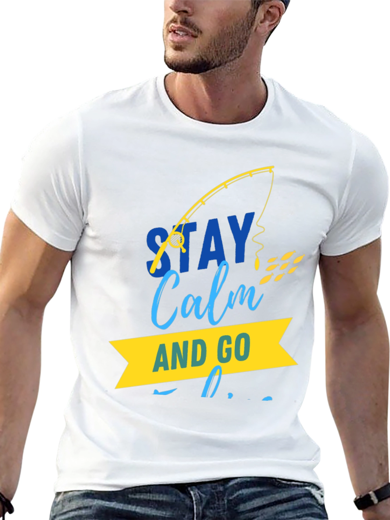 Stay Calm and Go Fishing Graphic Tee - Black