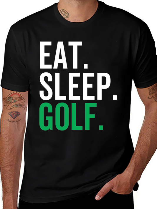 Eat Sleep Golf T-Shirt - Black Cotton Tee for Golf Lovers