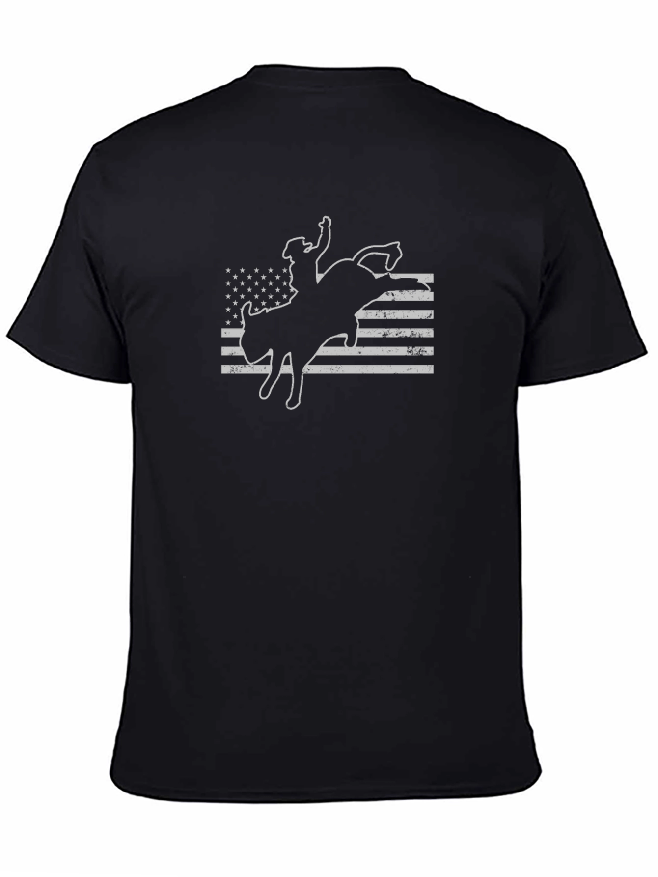 Cowboy Bull Riding US Flag Graphic T-Shirt
