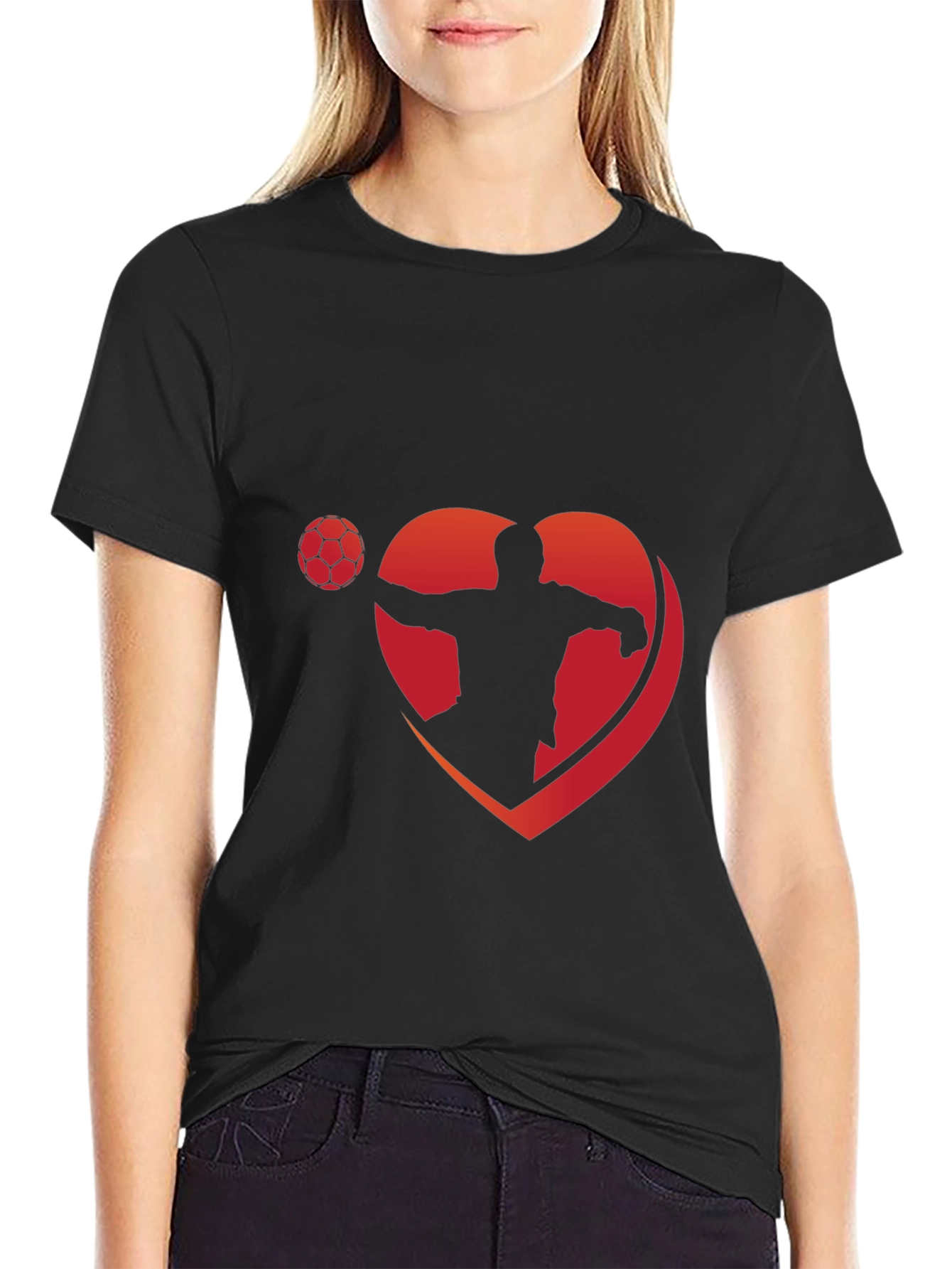 Love Soccer T-Shirt - Black Heart Design