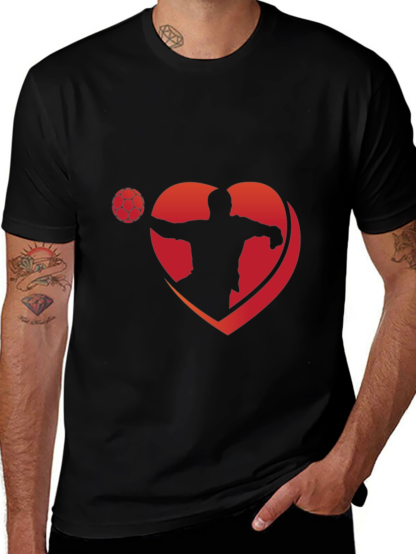 Love Soccer T-Shirt - Black Heart Design