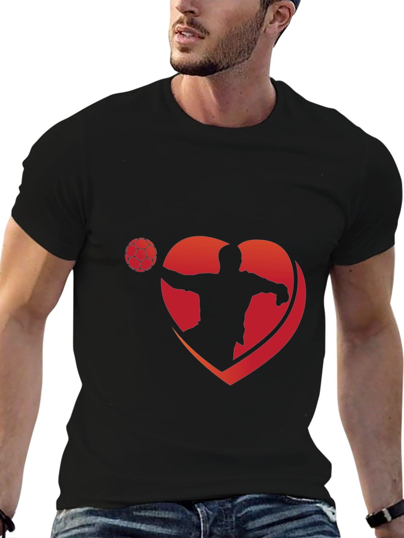 Love Soccer T-Shirt - Black Heart Design