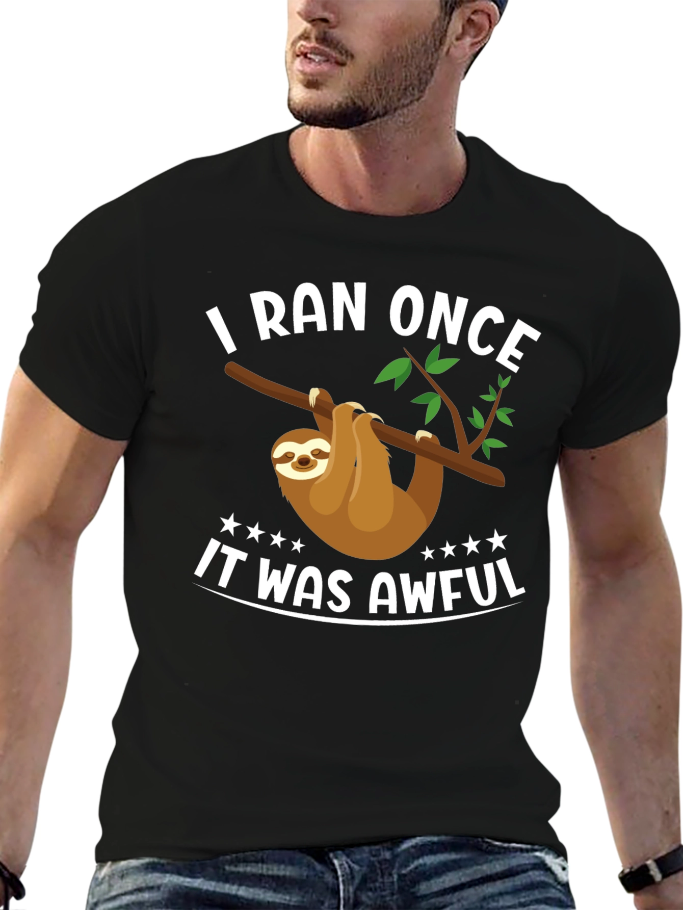 I Ran Once Sloth T-Shirt - Funny Graphic Tee