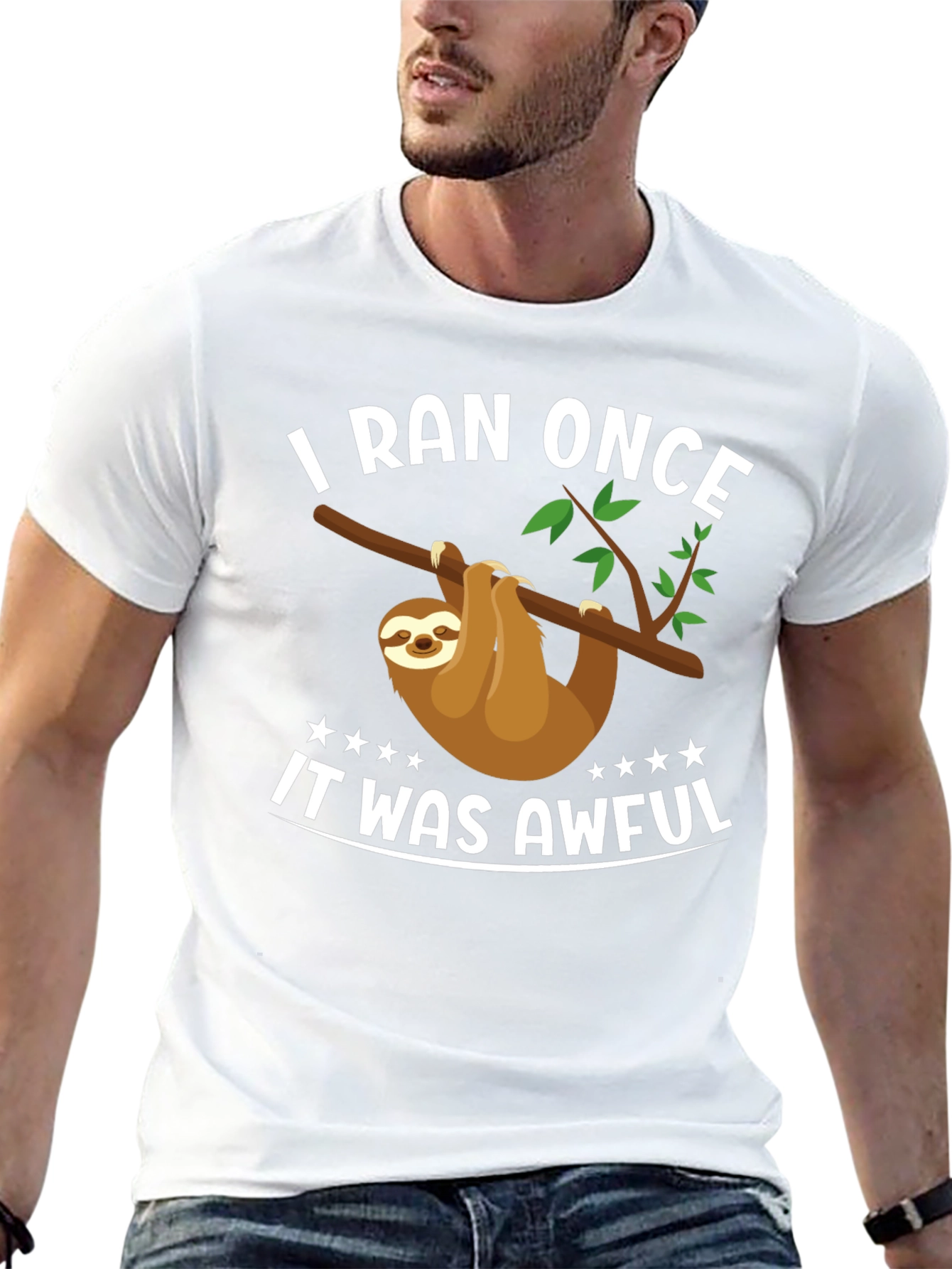 I Ran Once Sloth T-Shirt - Funny Graphic Tee