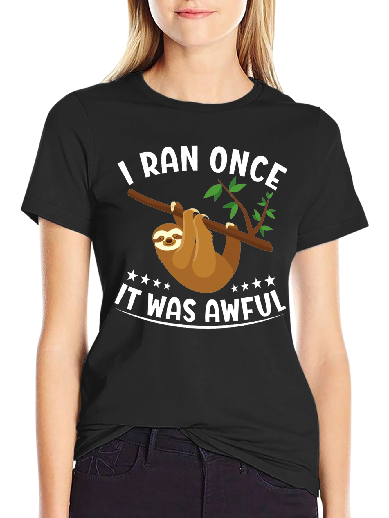 I Ran Once Sloth T-Shirt - Funny Graphic Tee