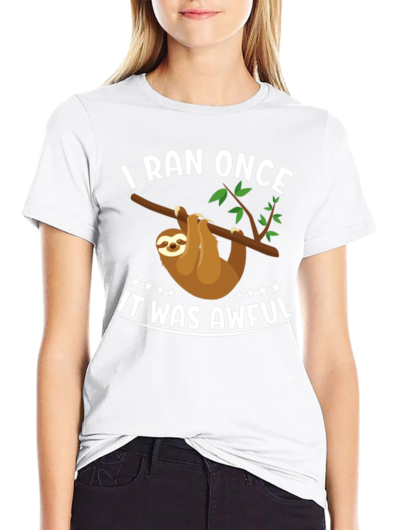 I Ran Once Sloth T-Shirt - Funny Graphic Tee