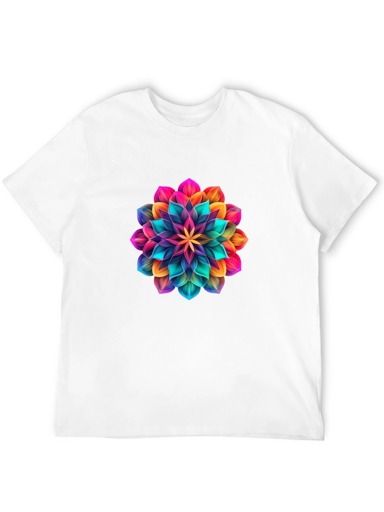 Mens Black T-Shirt with Vibrant Floral Design