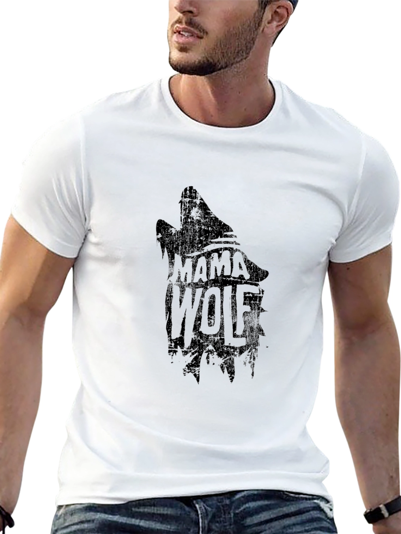 Mama Wolf Graphic Tee - Black Cotton T-Shirt