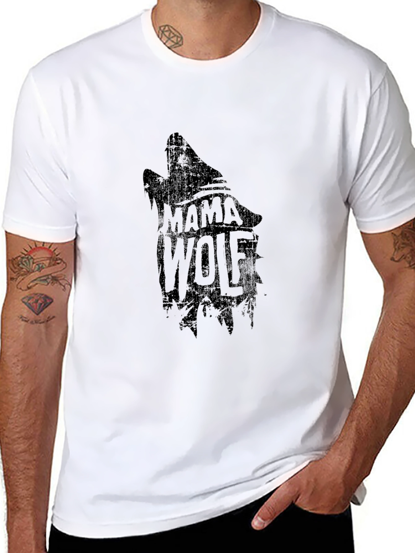 Mama Wolf Graphic Tee - Black Cotton T-Shirt