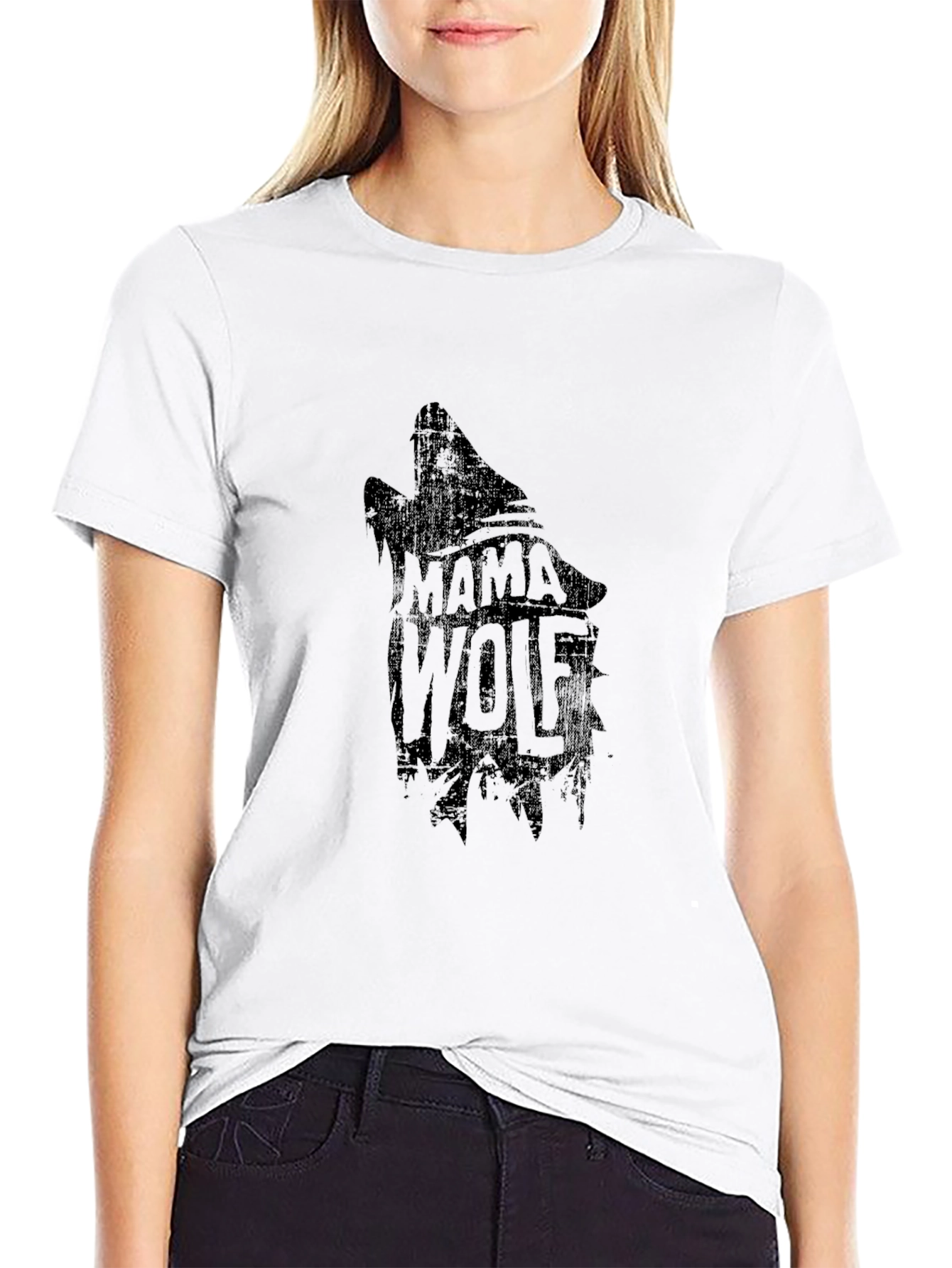 Mama Wolf Graphic Tee - Black Cotton T-Shirt