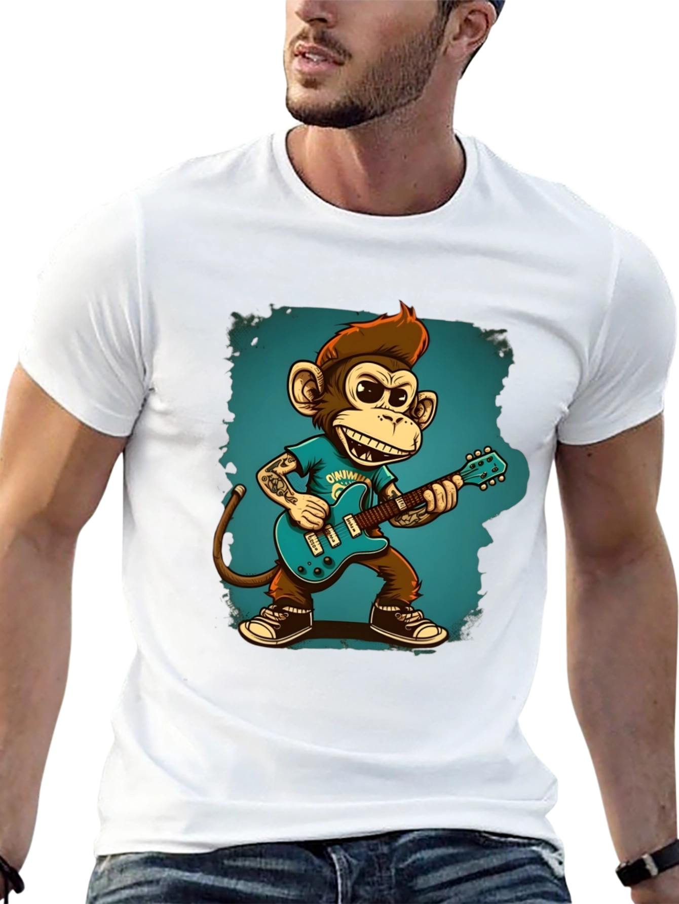 Cool Monkey Guitarist Graphic Tee