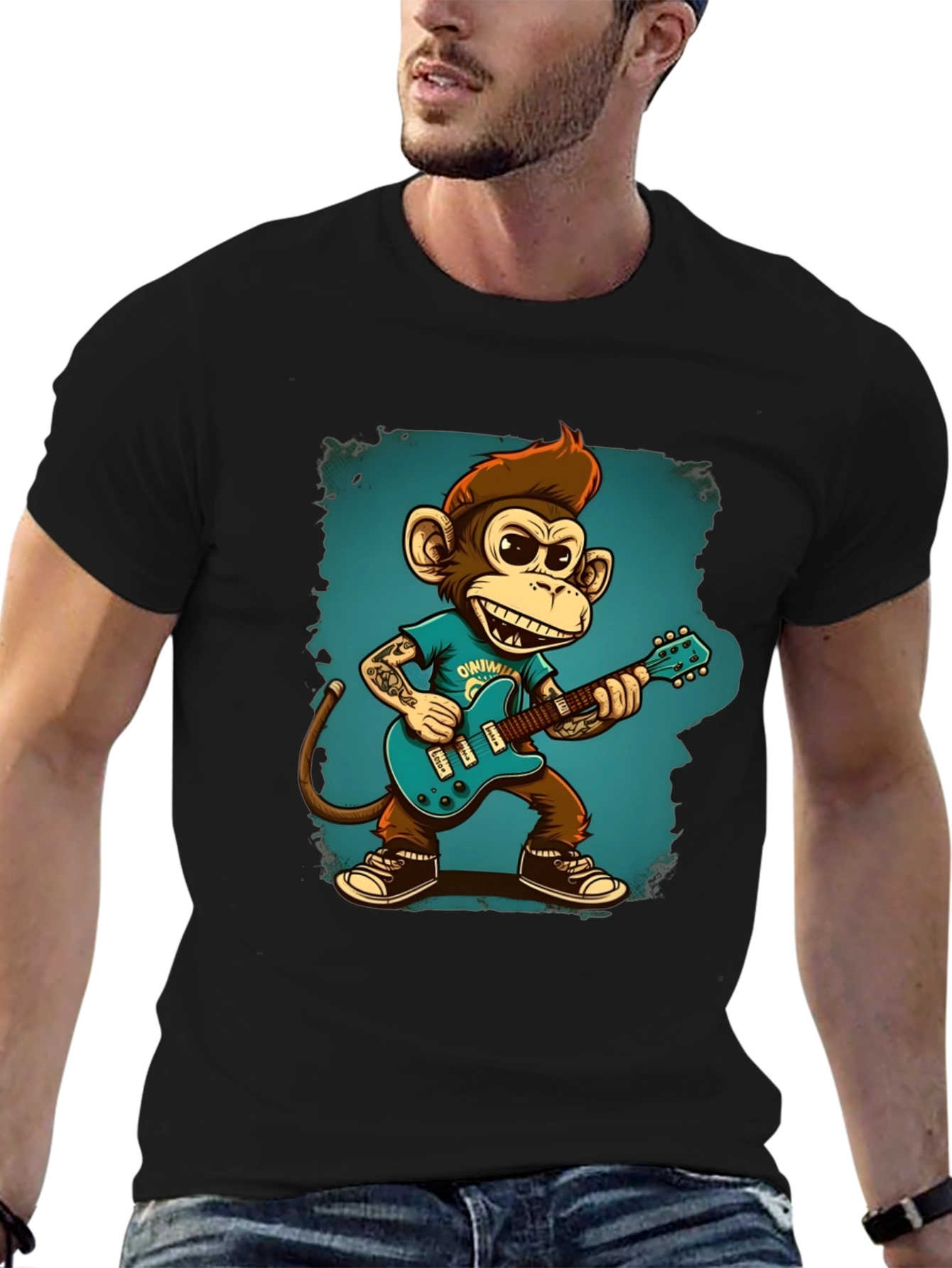 Cool Monkey Guitarist Graphic Tee