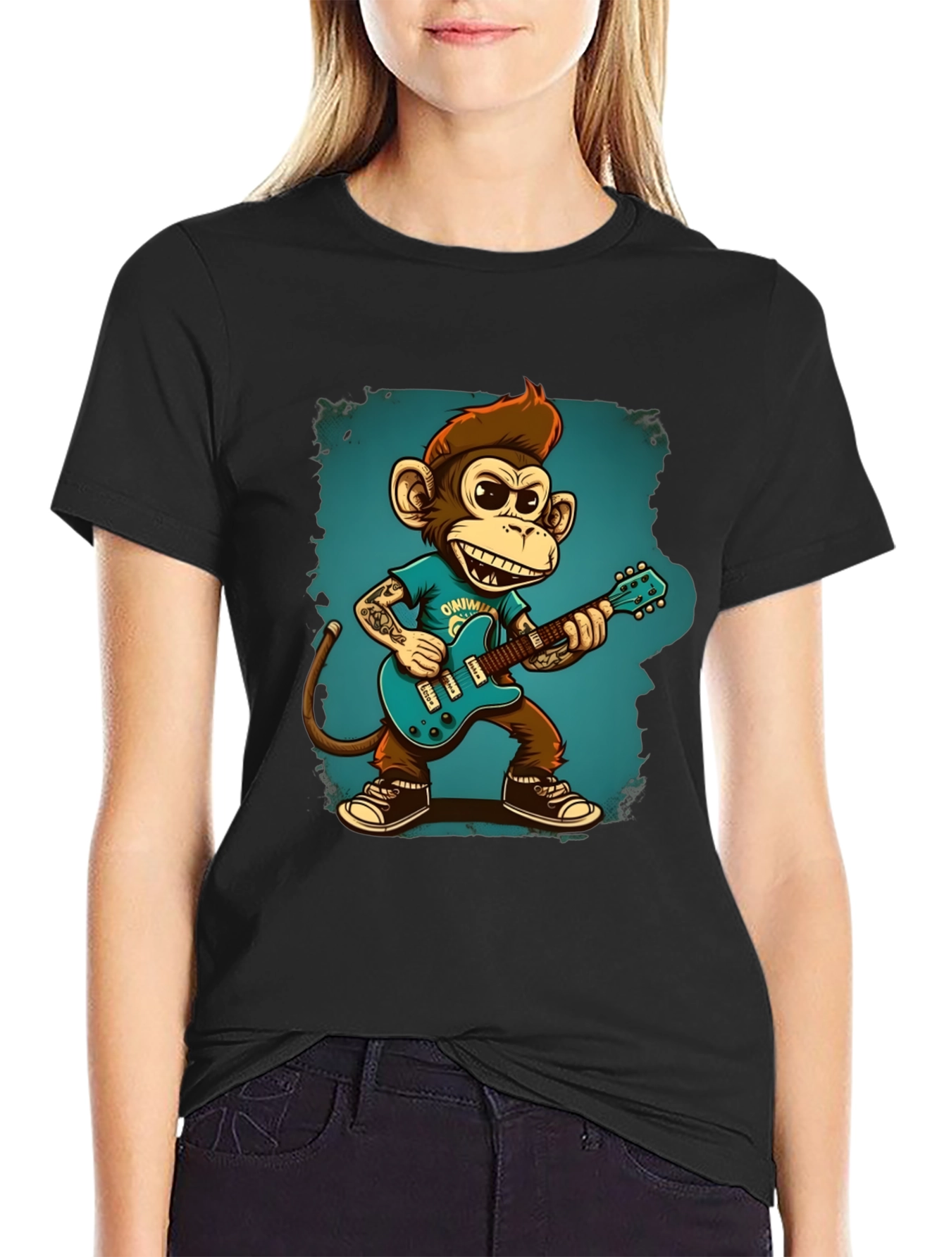 Cool Monkey Guitarist Graphic Tee