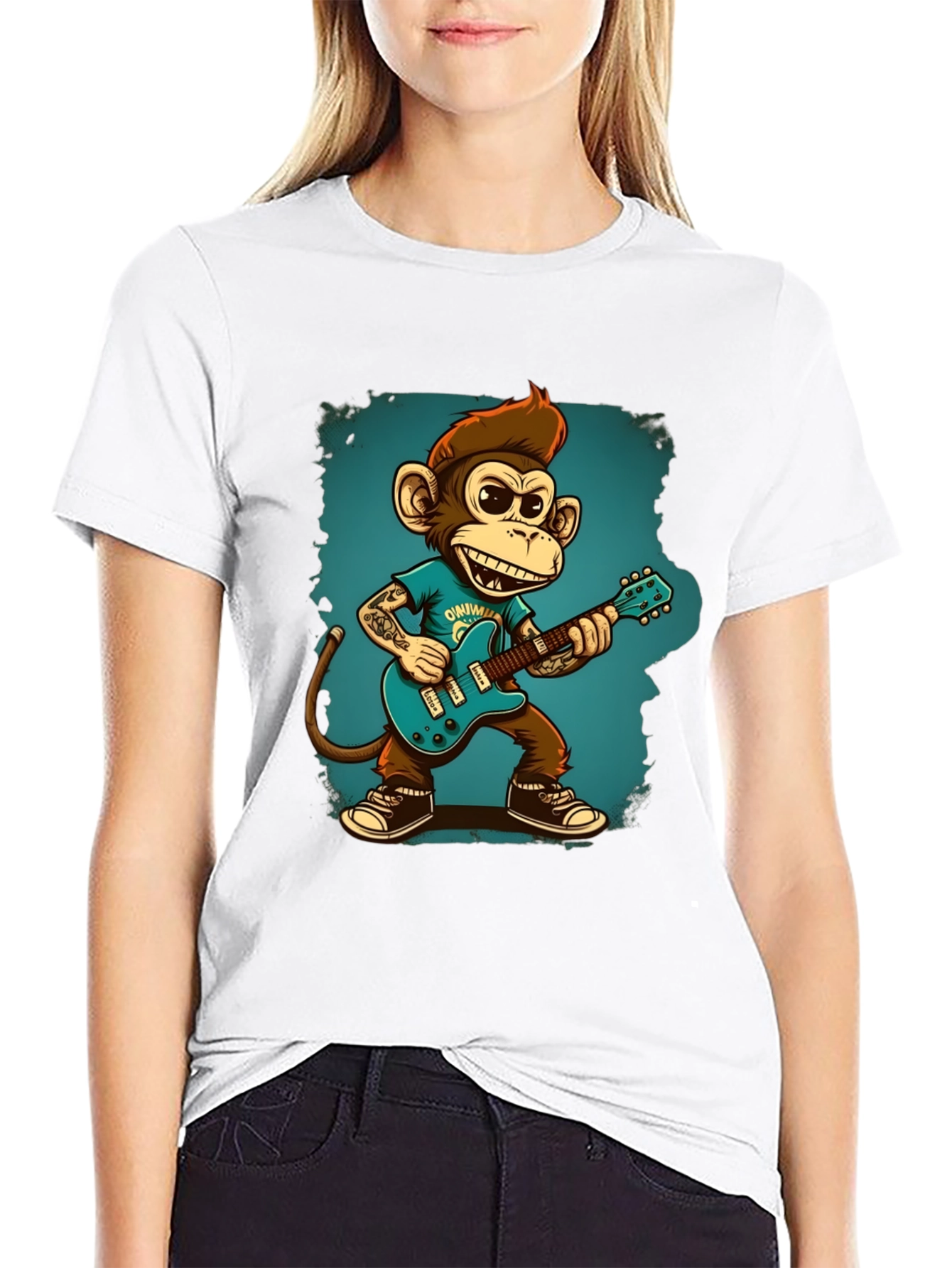 Cool Monkey Guitarist Graphic Tee