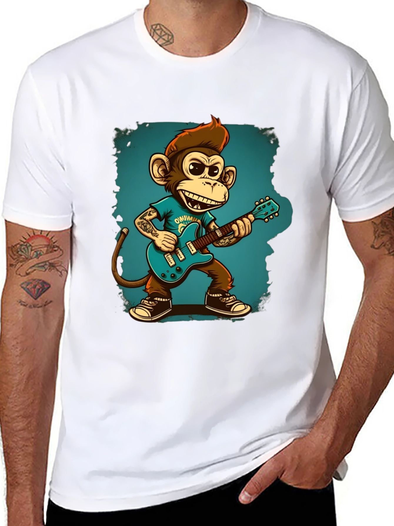 Cool Monkey Guitarist Graphic Tee