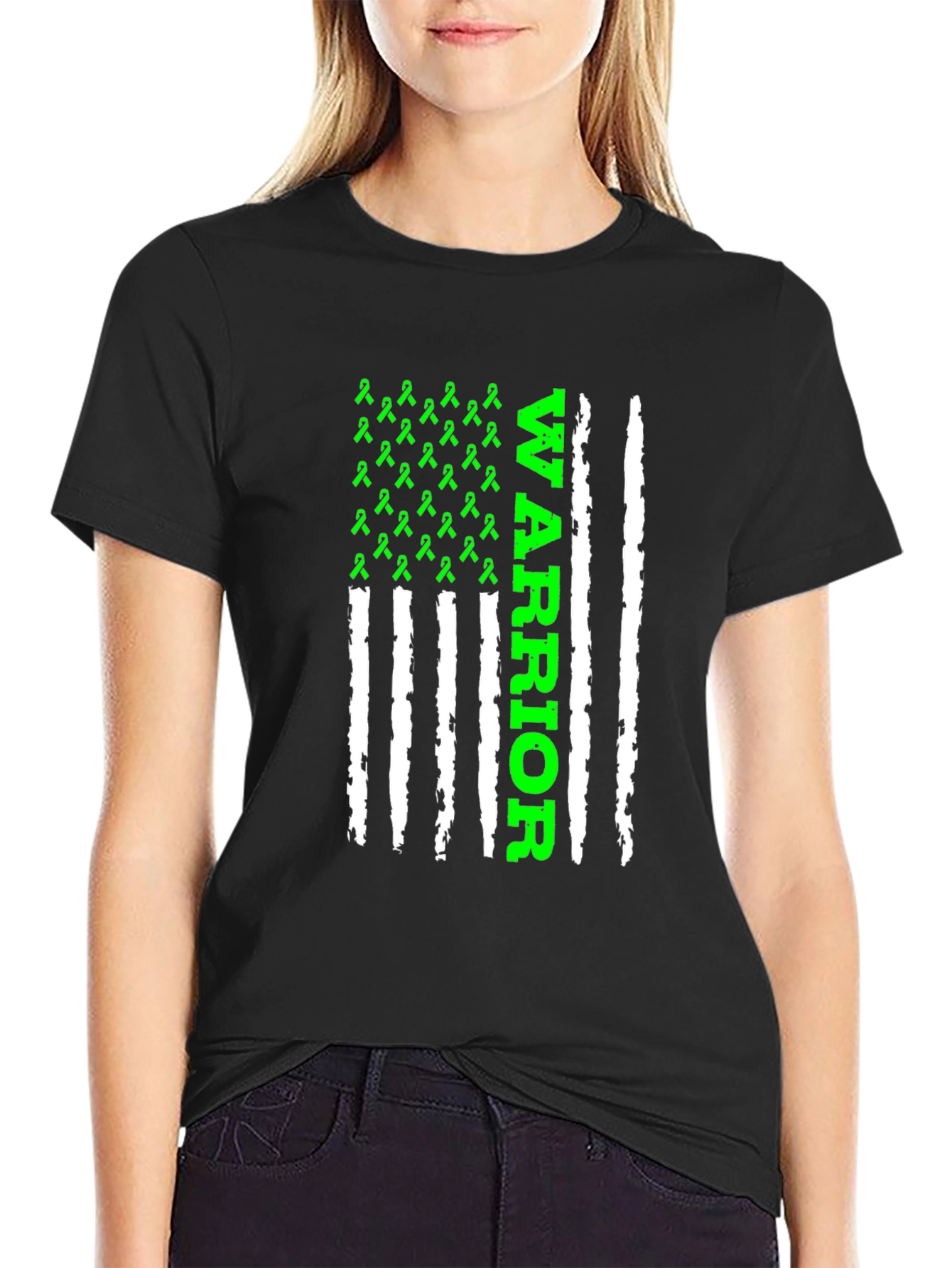 Warrior Ribbon Flag T-Shirt - Black