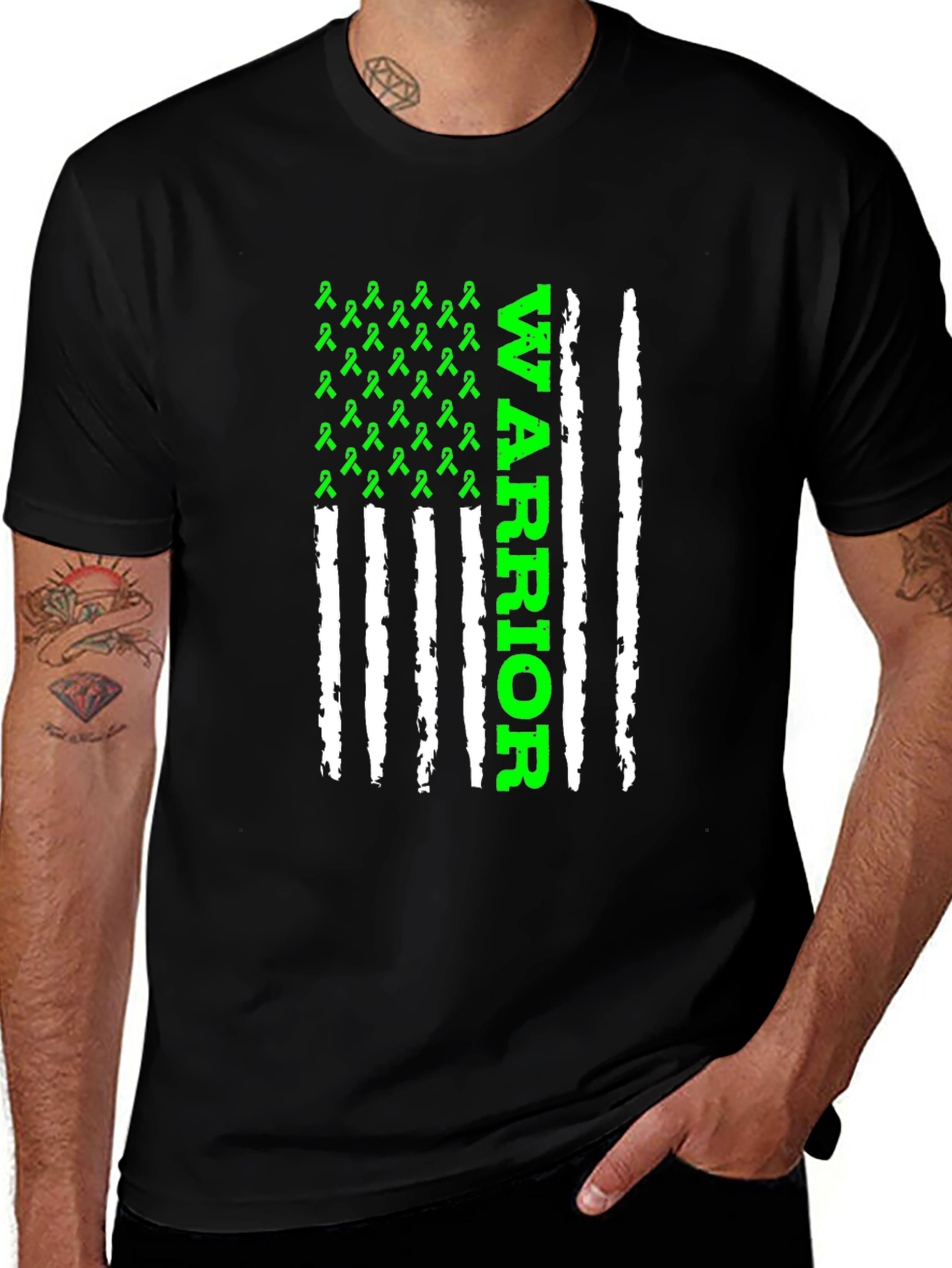 Warrior Ribbon Flag T-Shirt - Black