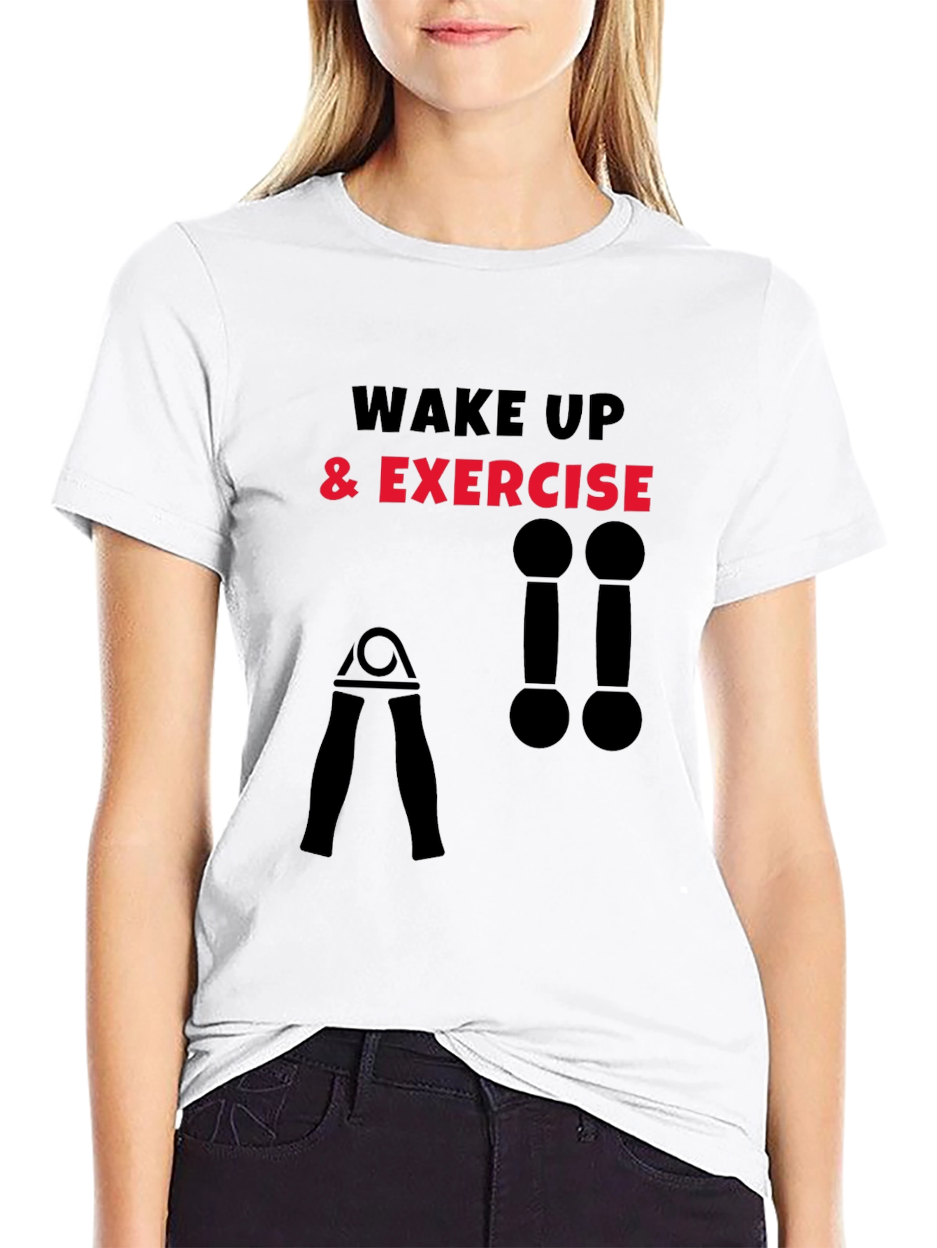 Wake Up & Exercise Black Graphic Tee