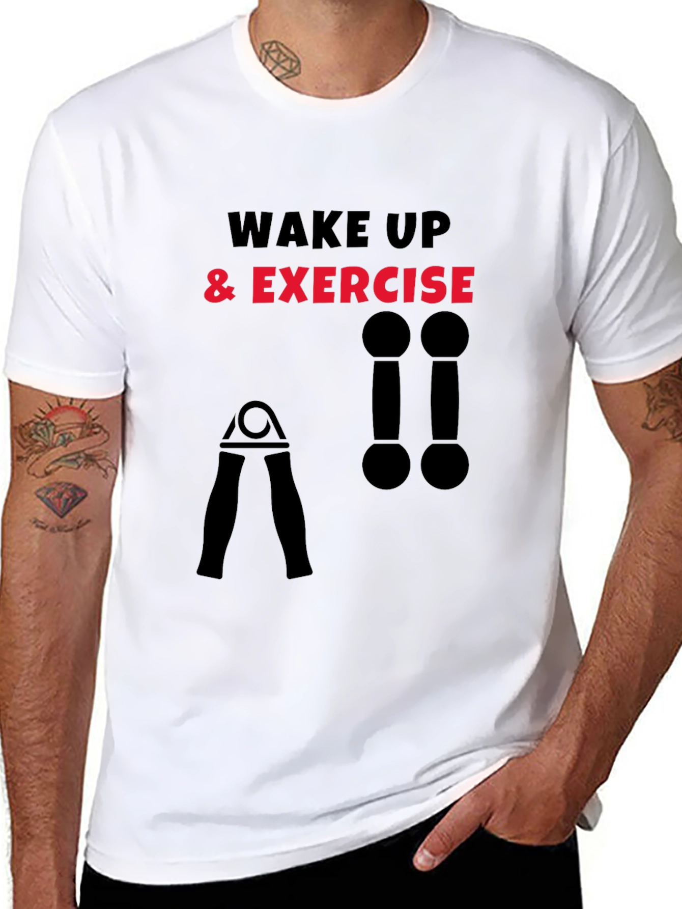 Wake Up & Exercise Black Graphic Tee