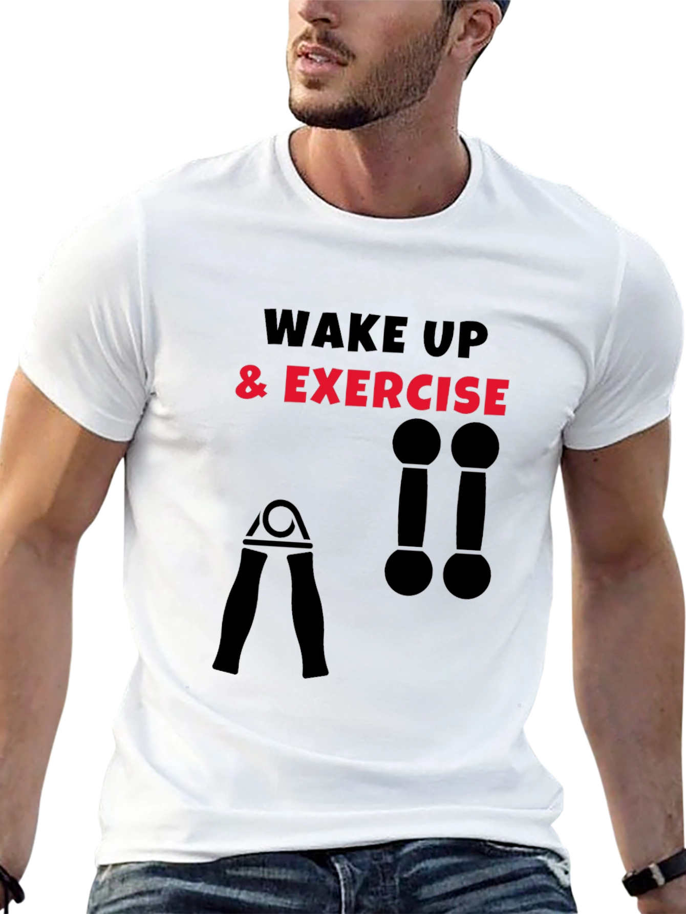 Wake Up & Exercise Black Graphic Tee