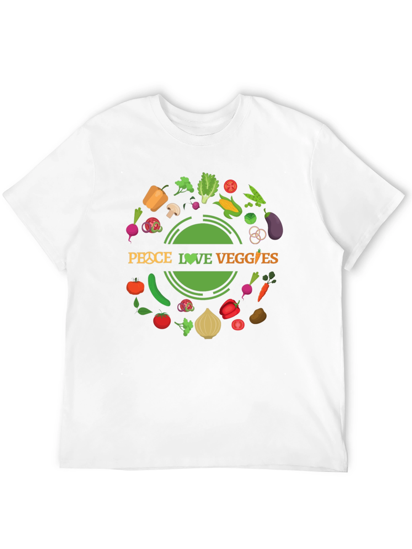 Peace Love Veggies Black Graphic T-Shirt