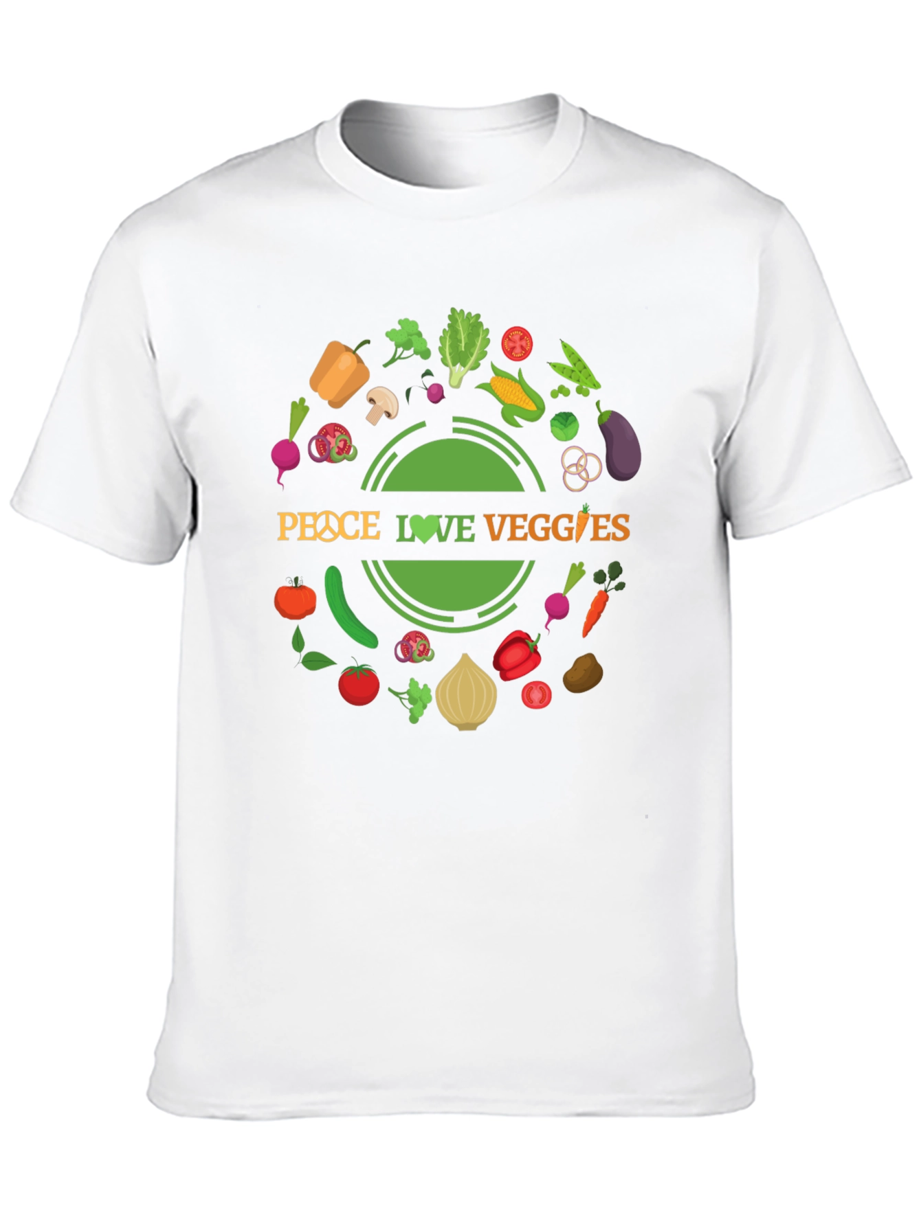 Peace Love Veggies Black Graphic T-Shirt